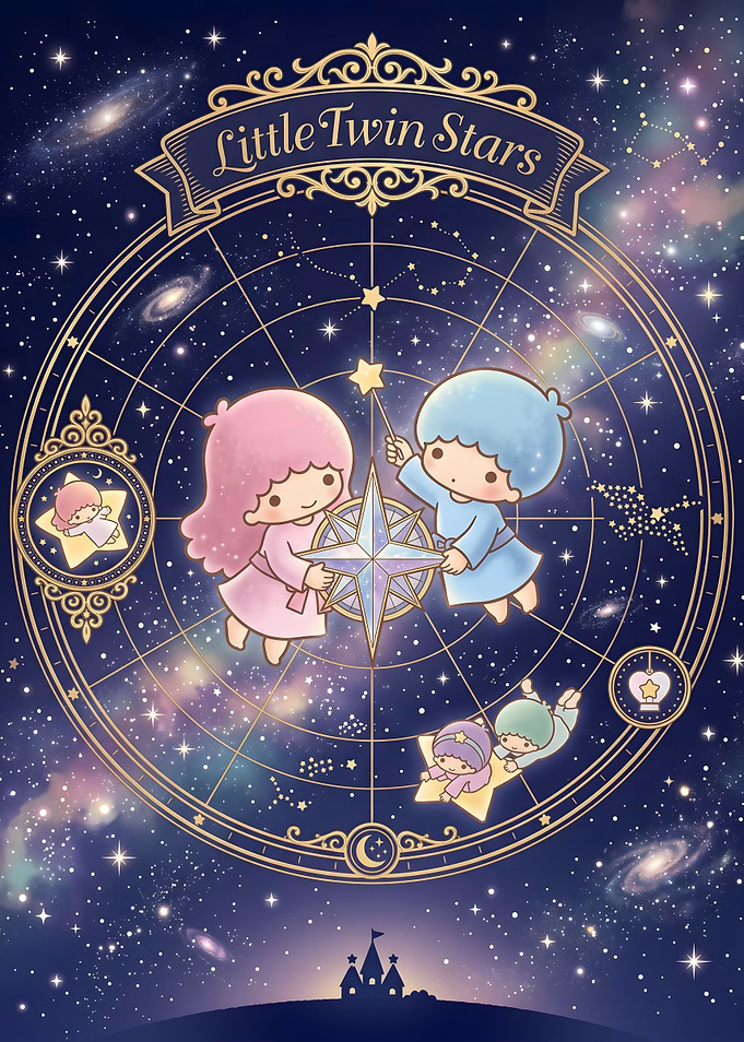 Little Twin Stars Celestial Illustration