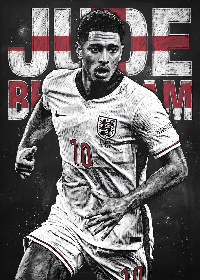 Jude Bellingham England Football Poster