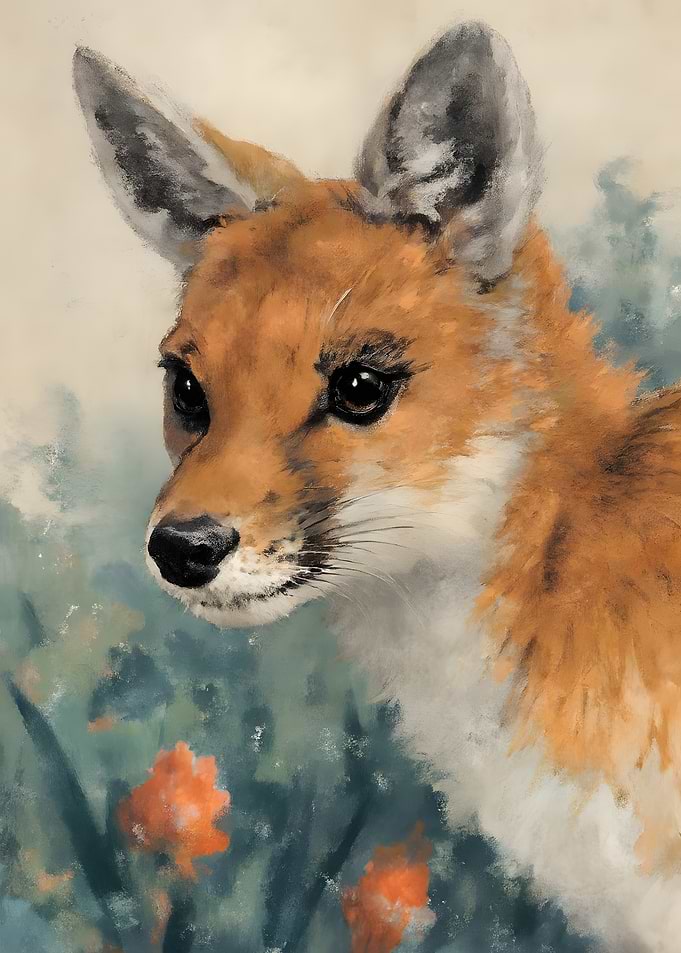 Soft Pastel Portrait of a Fox