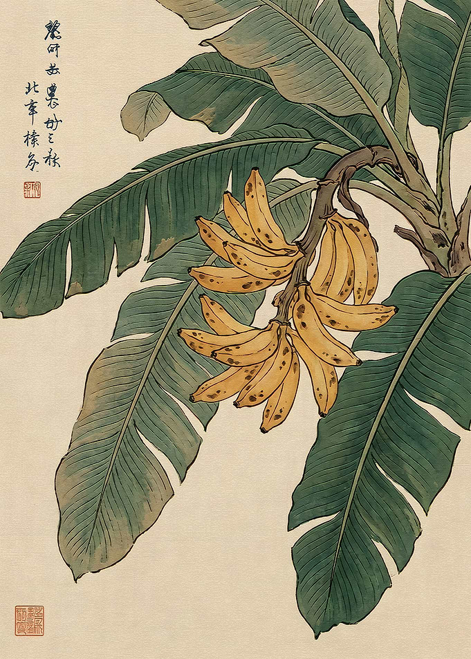 Traditional Japanese Banana Plant Painting