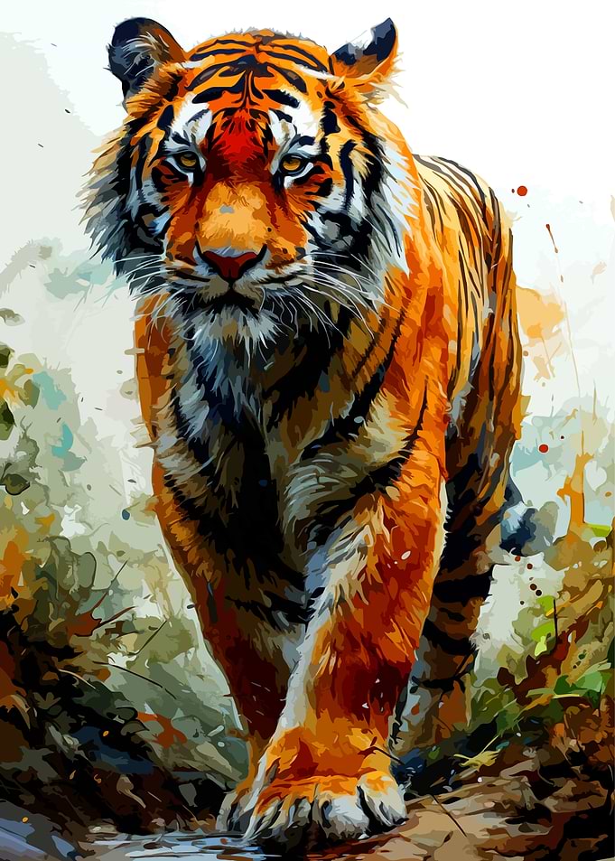 Majestic Tiger Walking Through Nature
