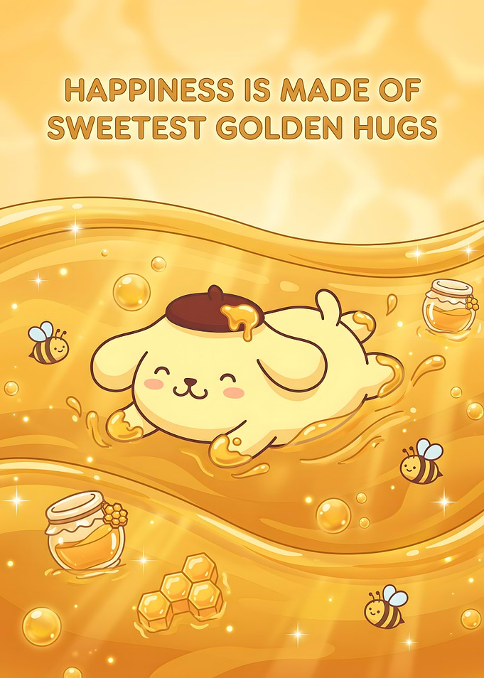 Pompompurin Swimming in Golden Honey