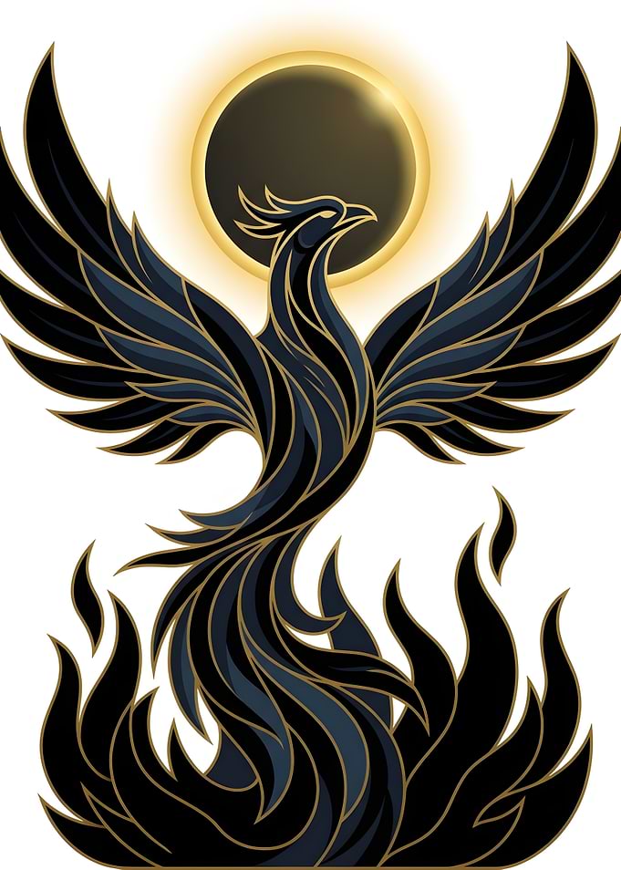 Black Phoenix Rising with Solar Eclipse