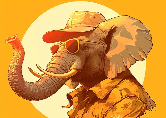 Cool Elephant in Safari Gear