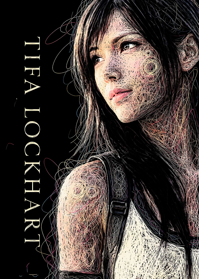 Tifa Lockhart Scribble Art Portrait