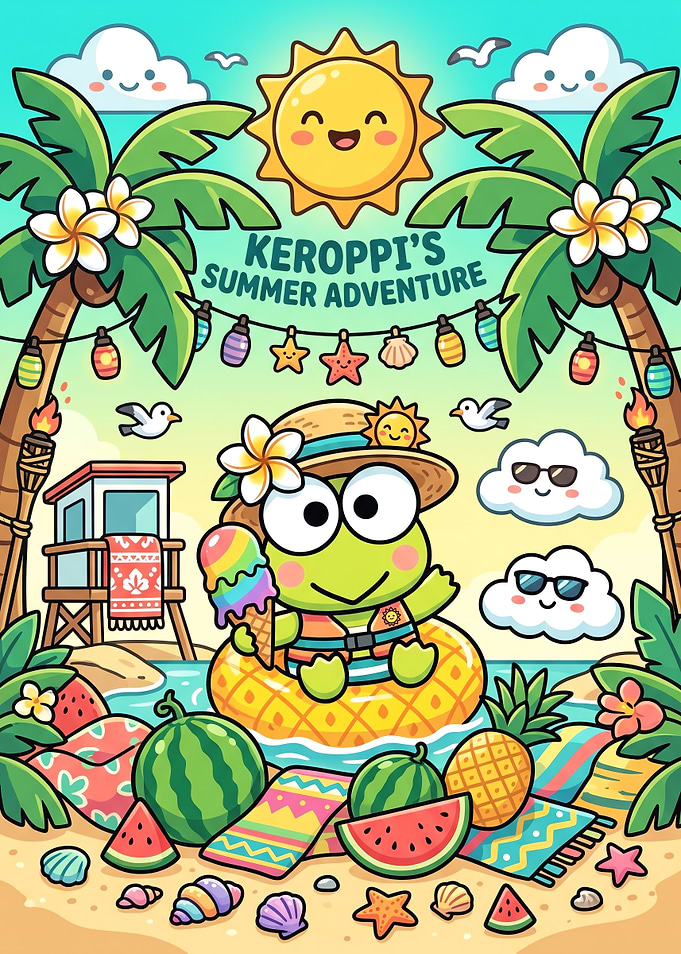 Keroppi's Summer Adventure Beach Scene