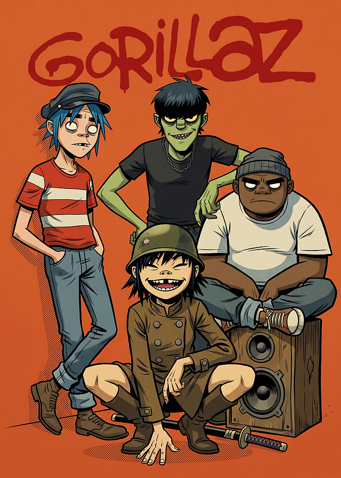 Gorillaz Band Members Illustration