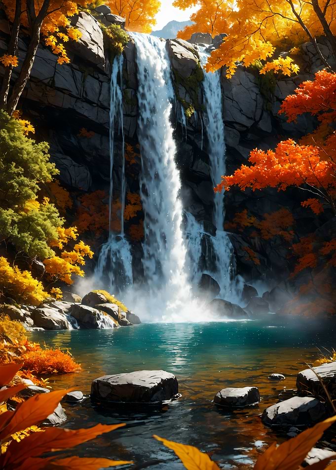 Autumn Waterfall Hidden Gem Landscape