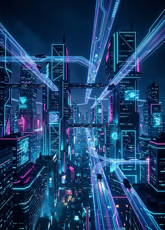 Futuristic Neon Cyberpunk Cityscape