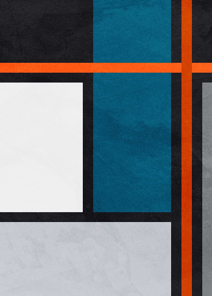 Abstract Geometric Composition with Orange Lines
