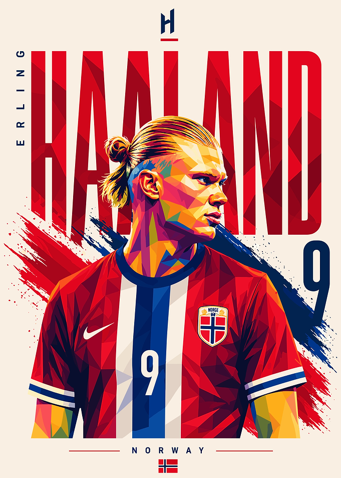 Erling Haaland Norway Low Poly Poster