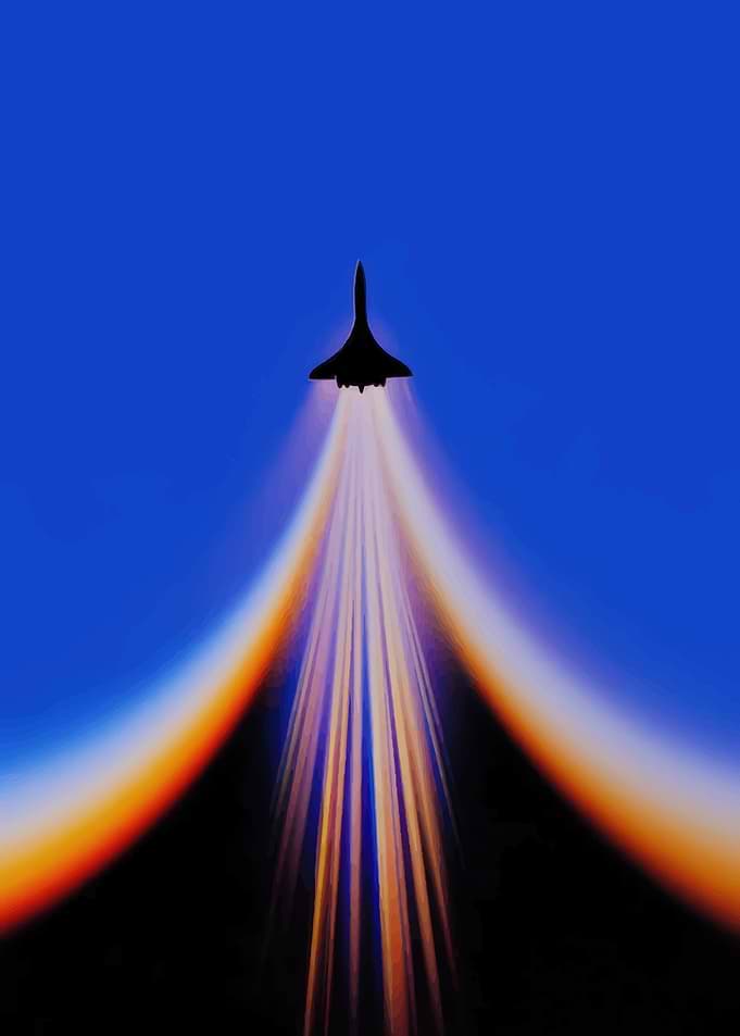 Supersonic Jet Silhouette with Light Trails