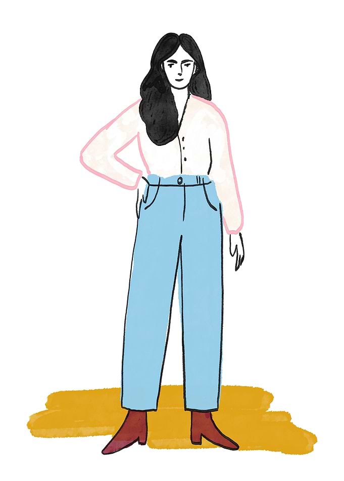 Minimalist illustration of a stylish woman