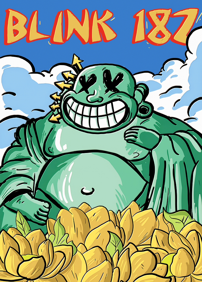 Blink 182 Cartoon Buddha Poster