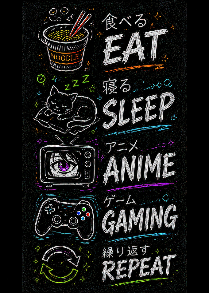 Eat Sleep Anime Gaming Repeat Design