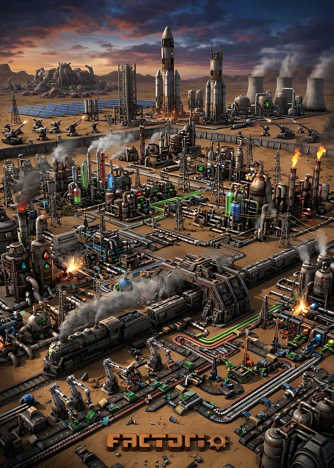 Factorio Industrial Base Landscape