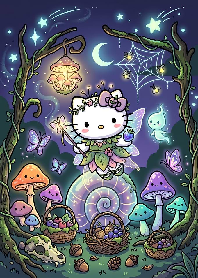 Hello Kitty Fairy Forest Scene