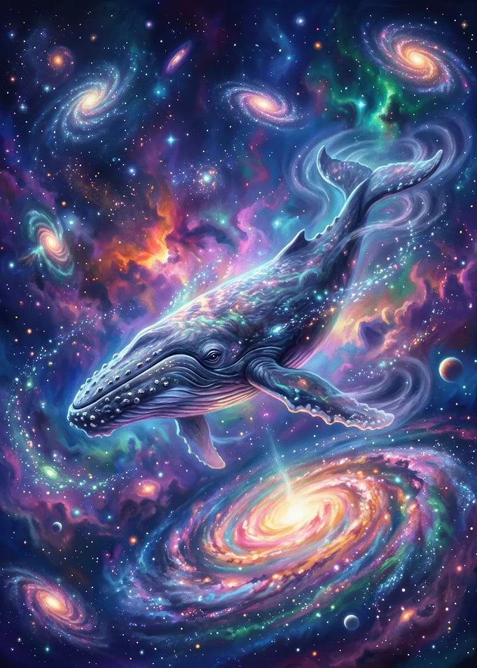Cosmic Whale Swimming Through Galaxies