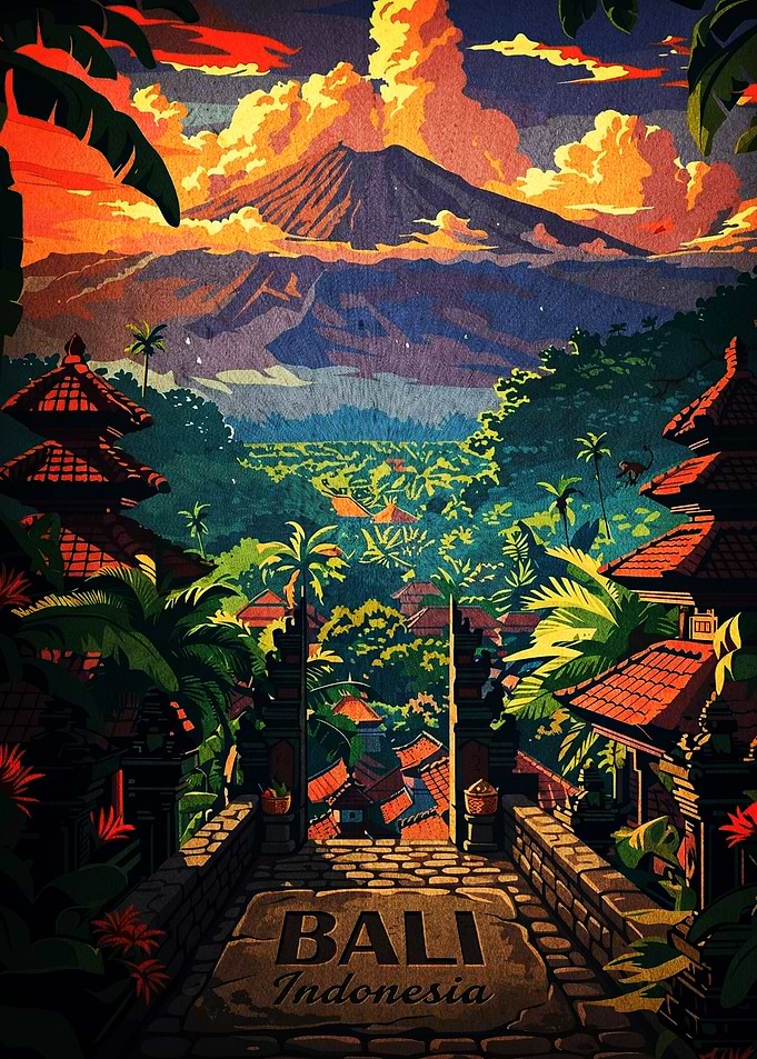 Bali Indonesia Tropical Landscape Poster