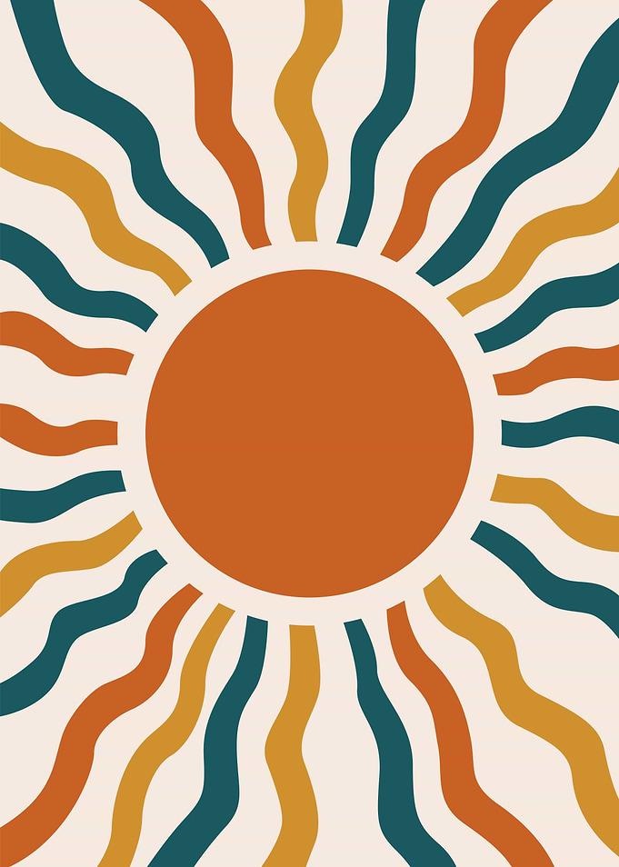 Boho Mid-Century Modern Sun Art