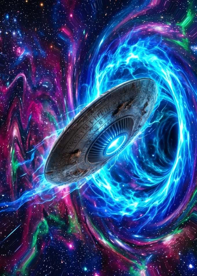 UFO Entering a Cosmic Wormhole