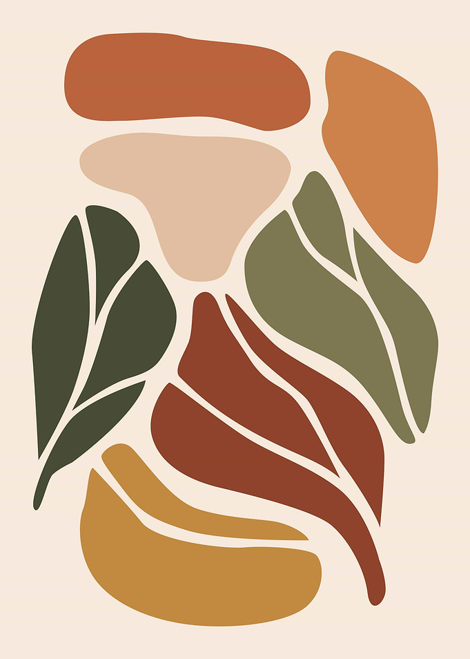 Abstract Earthy Toned Botanical Shapes