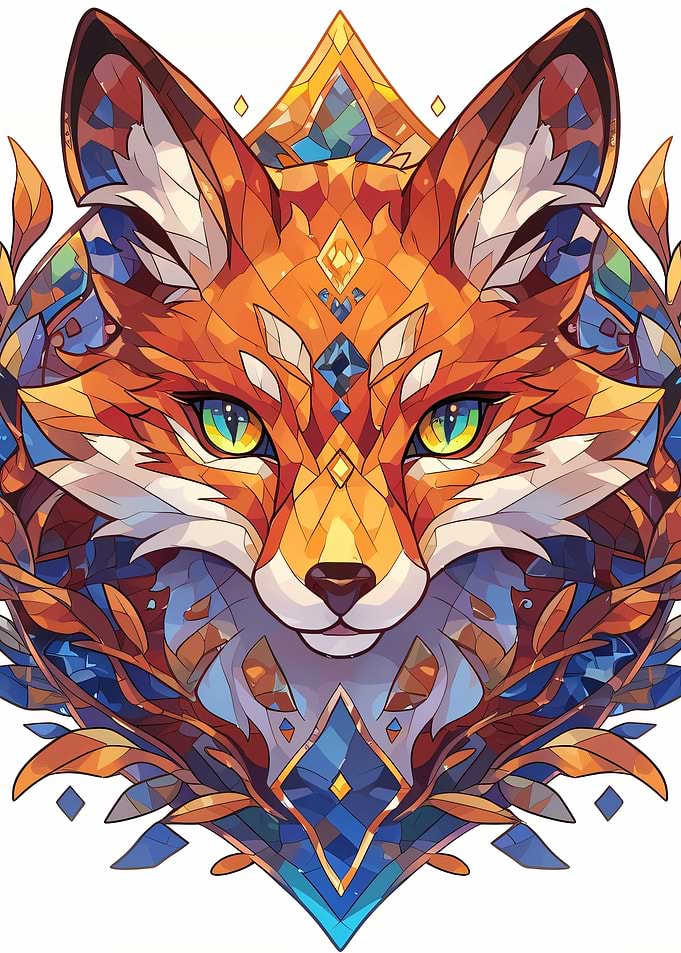 Stained Glass Fox Portrait