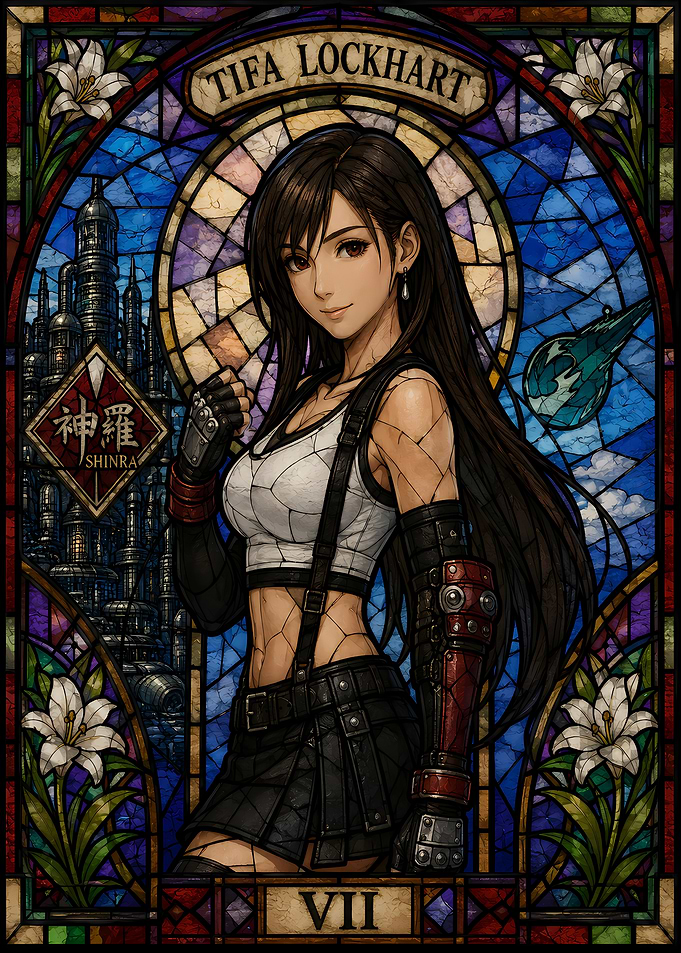 Tifa Lockhart Stained Glass Art