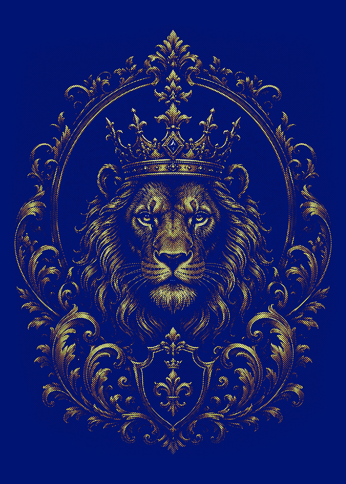 Royal Lion Portrait with Ornate Frame