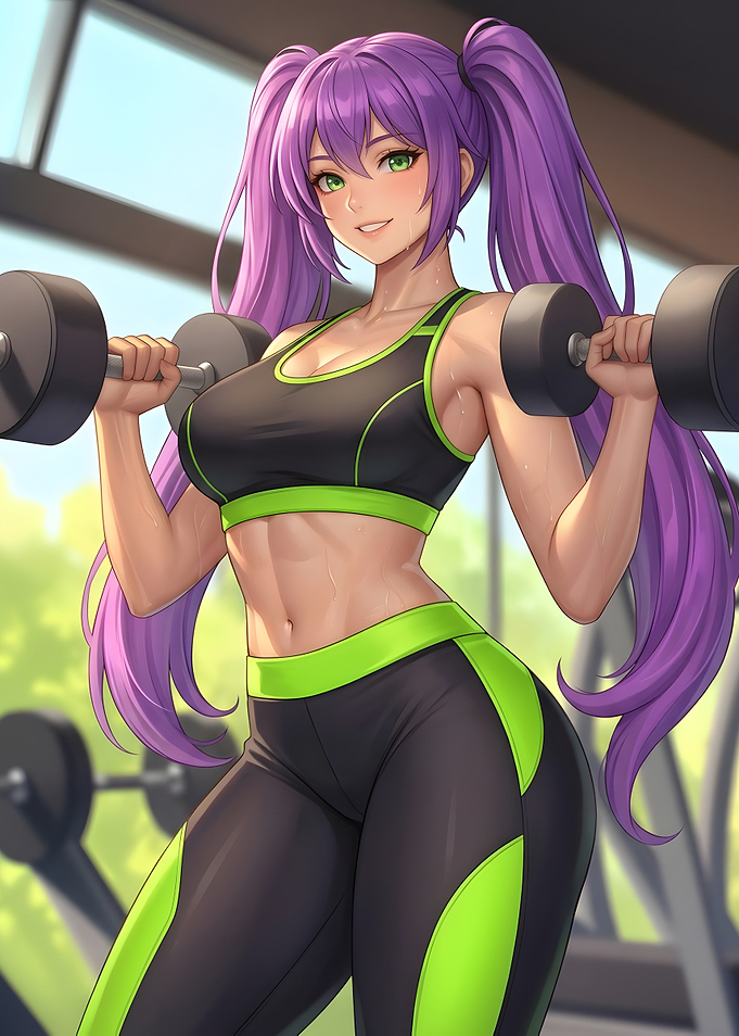 Anime Girl Working Out at Gym