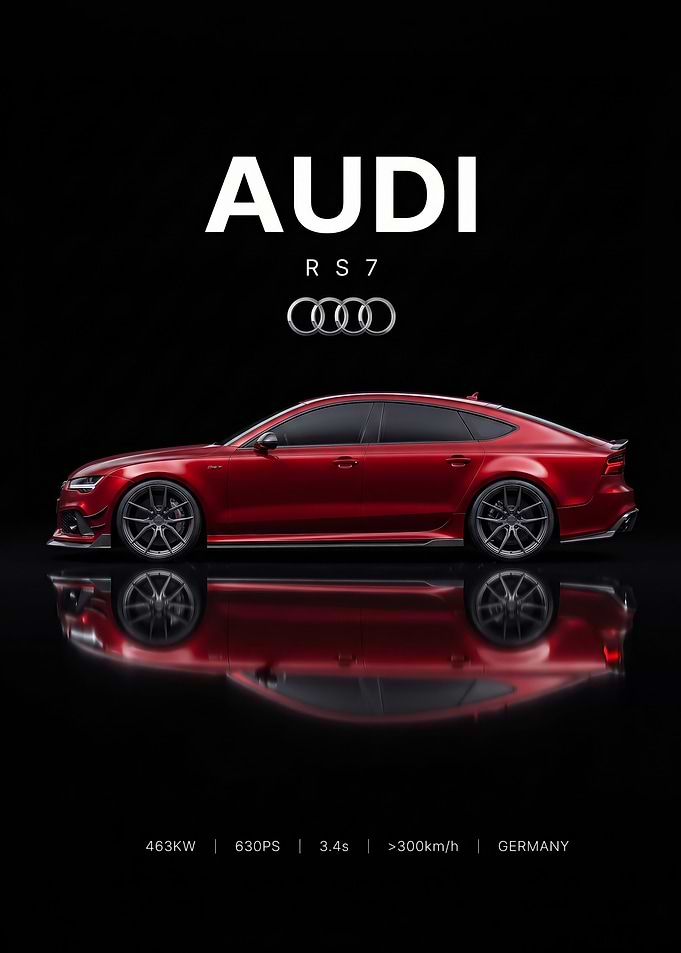 sleek red Audi RS 7 Performance Poster
