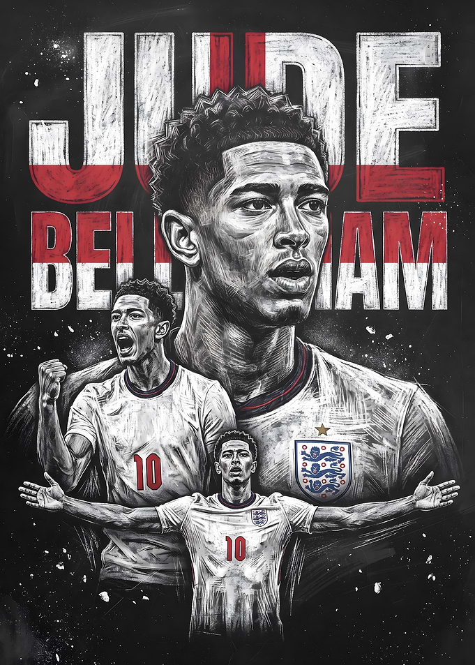 Jude Bellingham England Football Poster