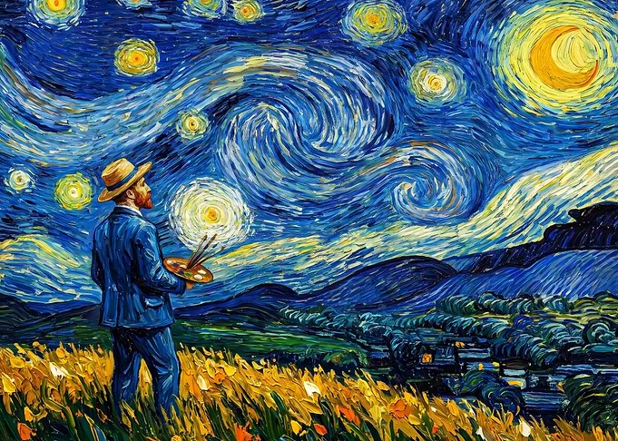 Vincent van Gogh Painting Starry Night