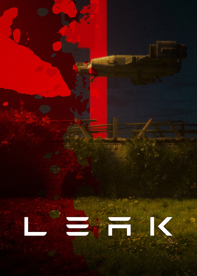 Sci-Fi Spaceship Over Rural Landscape
