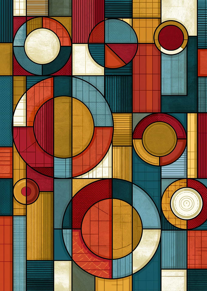Geometric Abstract Stained Glass Pattern