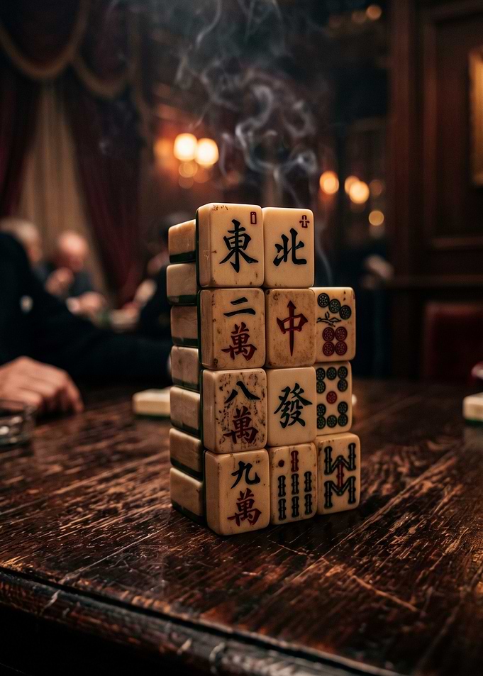 Steaming Stack of Vintage Mahjong Tiles
