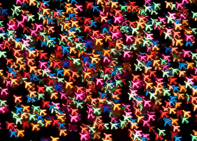 Colorful Airplane Bokeh Light Pattern