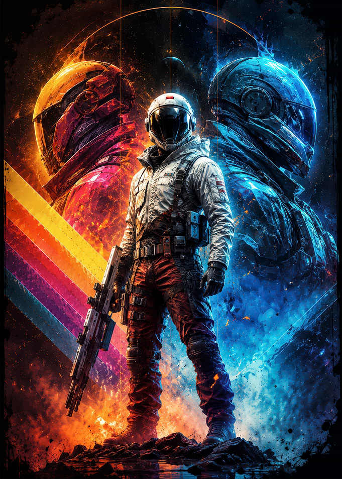 Futuristic Space Soldier Dual Contrast