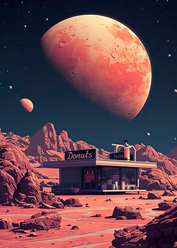 Donut Shop on a Martian Landscape