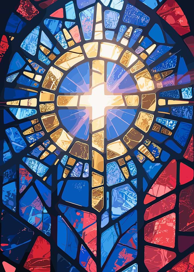 Radiant Stained Glass Cross