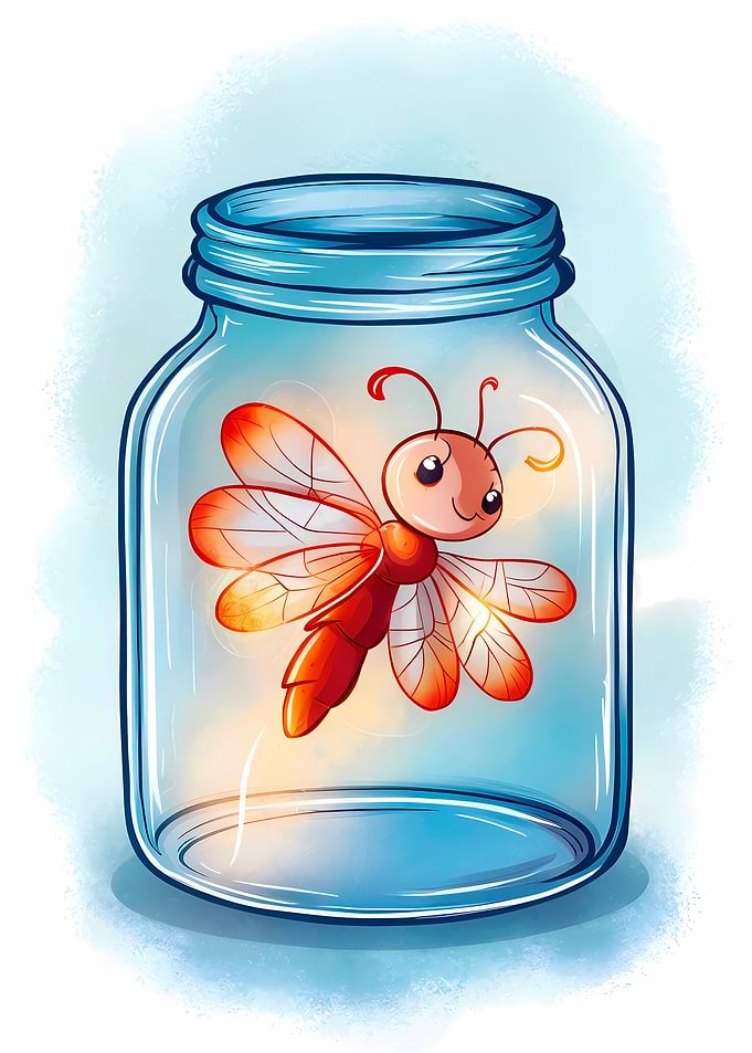Cute Firefly in a Glass Jar