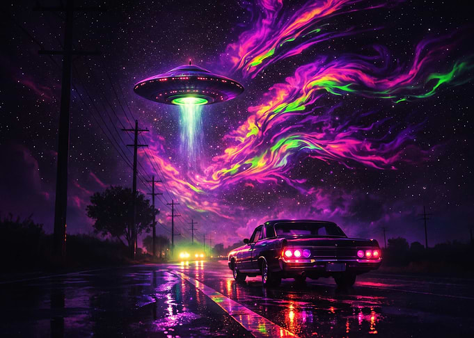 UFO Encounter on a Rainy Road