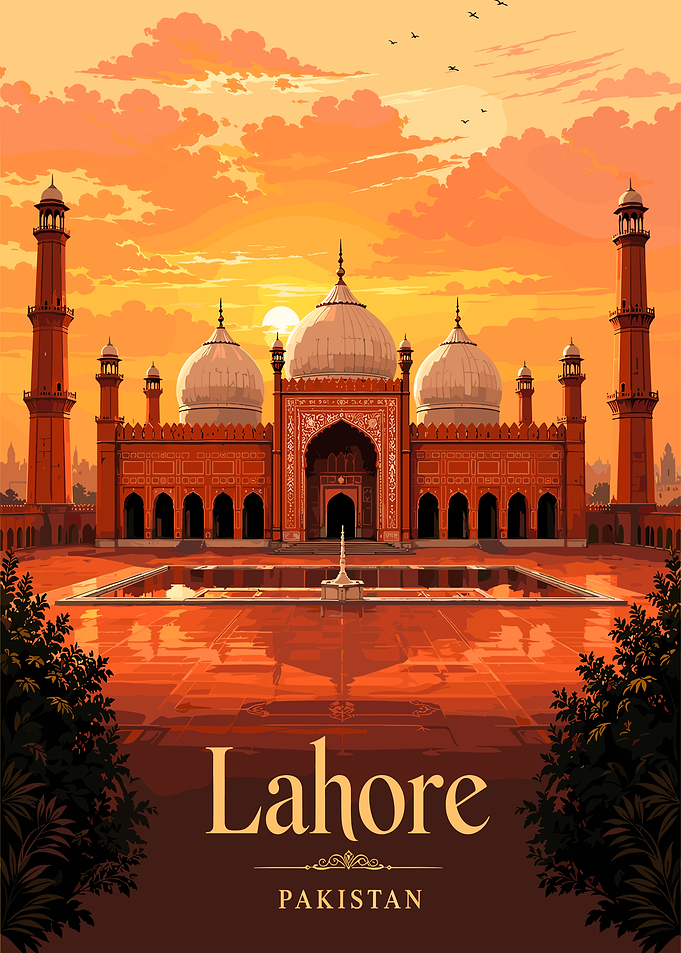 Badshahi Mosque Lahore Travel Poster