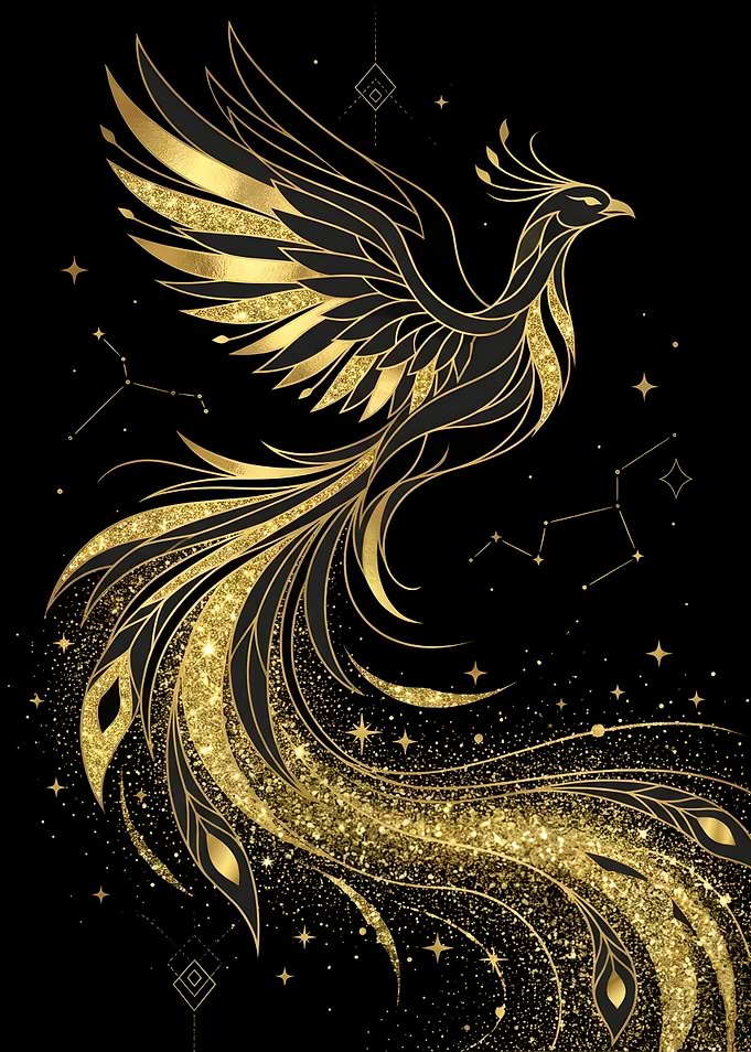 Golden Phoenix Celestial Art