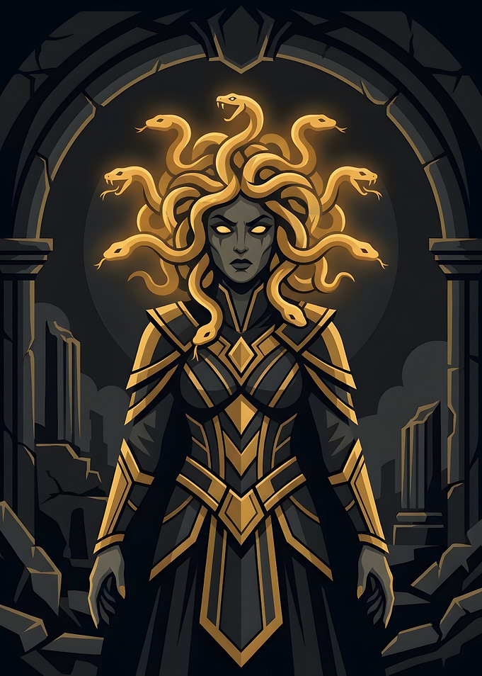 Medusa Gorgon Warrior Digital Illustration