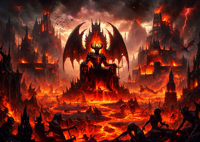Demon King on Throne in Hell