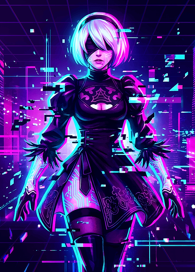 2B Glitch Effect Digital Art