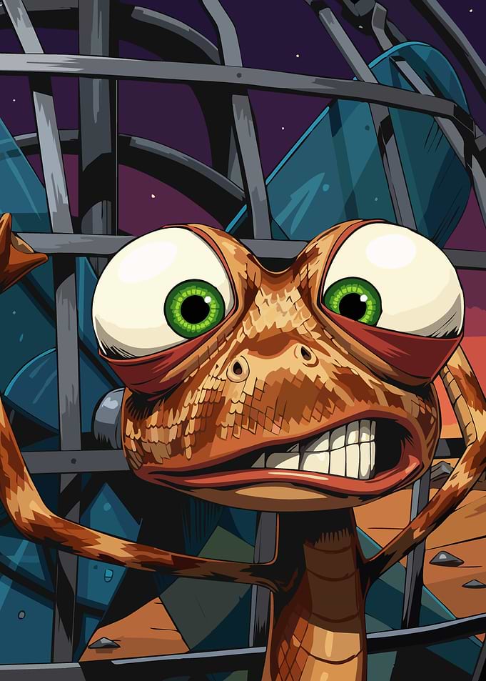 Rango the Lizard Cartoon Portrait