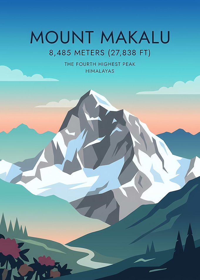 Mount Makalu Minimalist Travel Poster