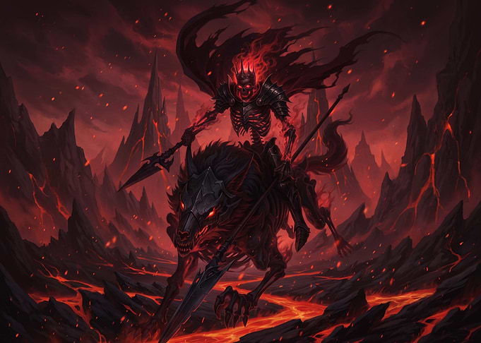 Undead Warrior Riding Hellhound